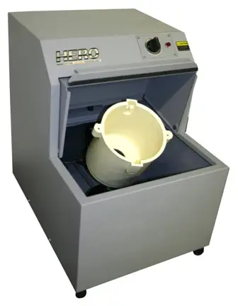 HERO automatic paint shaker with mixing bucket, used for blending paint in retail or industrial settings